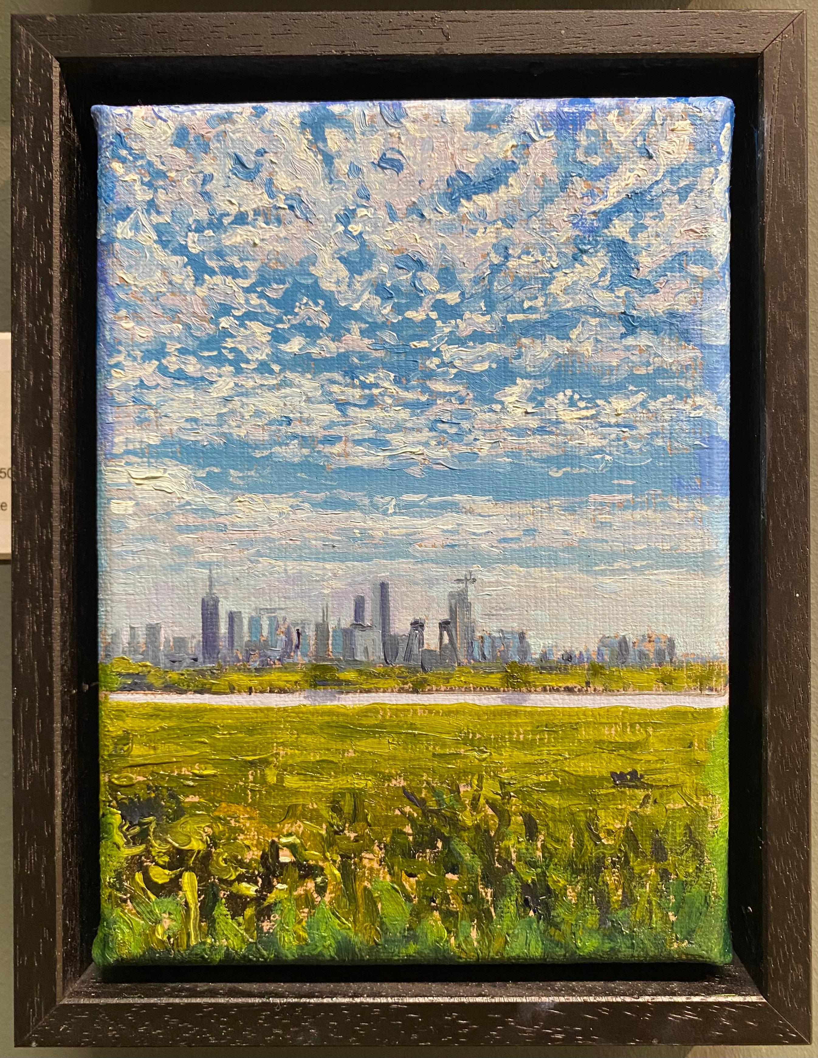 Manhattan Skyline - 21. Jahrhundert zeitgenössische realistische Malerei von Tokio – Painting von Wijnand Driessen