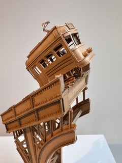 Straßenbahnlinie - Zeitgenössische realistische Stadtbildskulptur des 21.