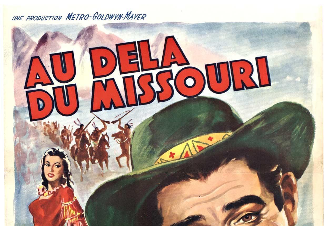 Original 'AU DELA DU MISSOURI' oder Across the Wide Missouri, belgisches Vintage-Filmplakat.

Mit Museumsleinen hinterlegt.   Kleineres belgisches Format.   Eine erschwingliche Methode, ein Originalplakat von Clark Gable zu besitzen.  Dies ist ein