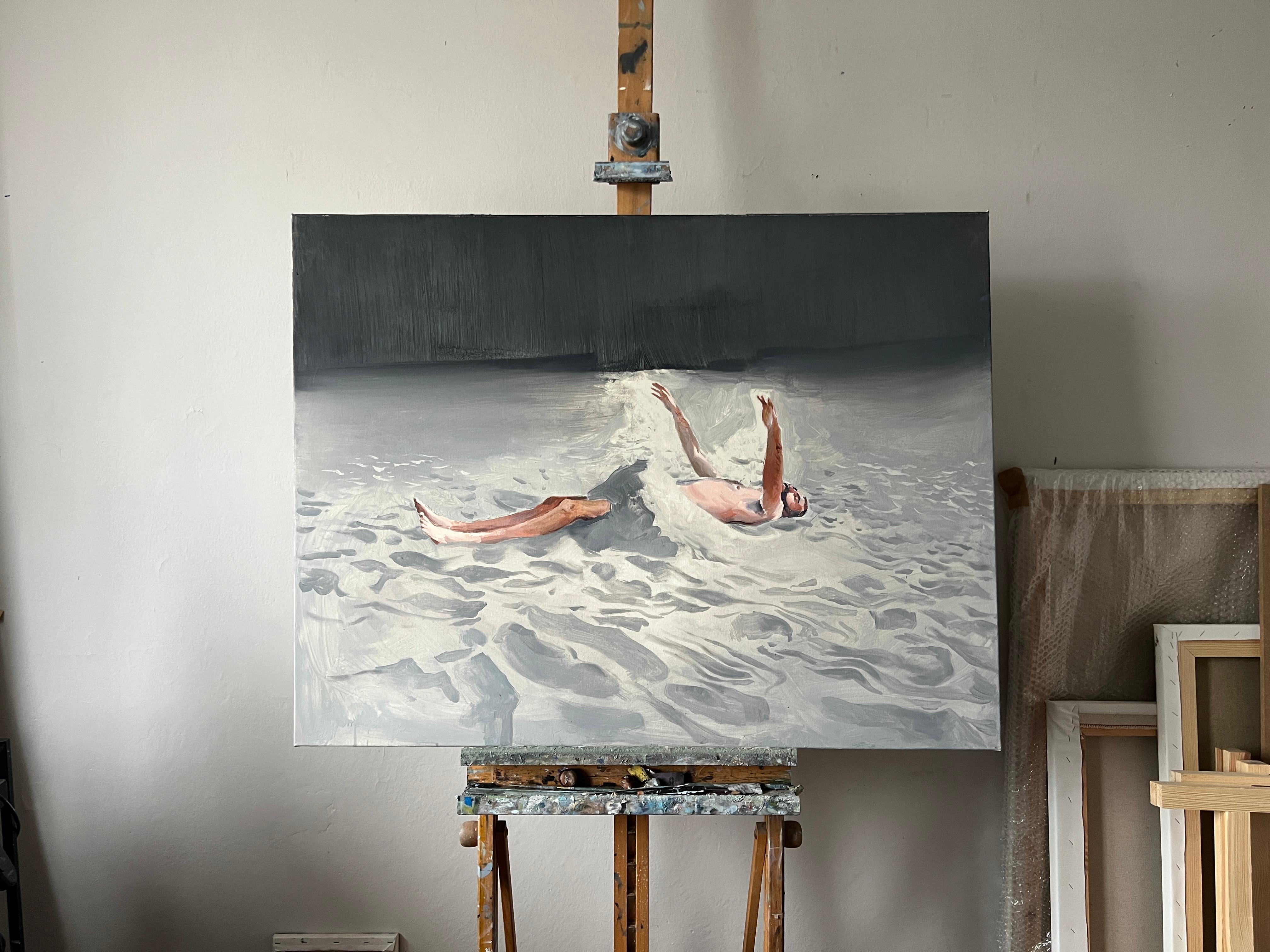DUNE - Peinture à l'huile contemporaine expressive et joyeuse, paysage marin, vue sur la mer - Contemporain Painting par Wiktor Jackowski
