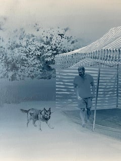 KACPER E HILTON 2 - Pittura ad olio moderna ed espressiva, paesaggio urbano, ritratto maschile