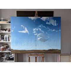 Albero d'Islanda - Pittura ad olio moderna ed espressiva sulla Nature, leggerezza, nuvole, cielo