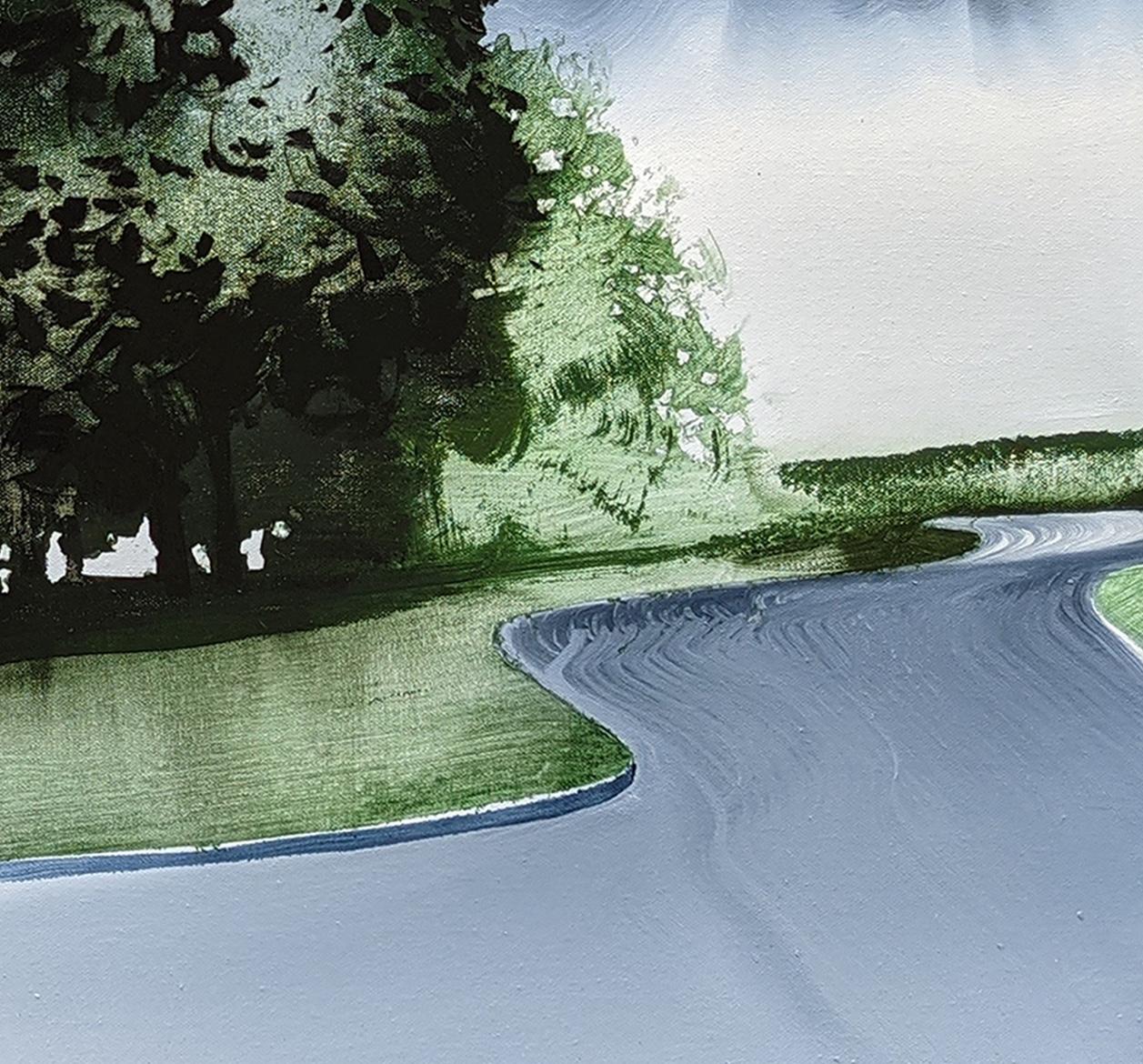 TENTS 3 - Modernes expressives Ölgemälde, Grüne Parklandschaft – Painting von Wiktor Jackowski