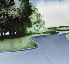 TENDA 3 - Pittura ad olio moderna ed espressiva, paesaggio del parco verde