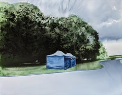 TENDA 3 - Pittura ad olio moderna ed espressiva, paesaggio del parco verde