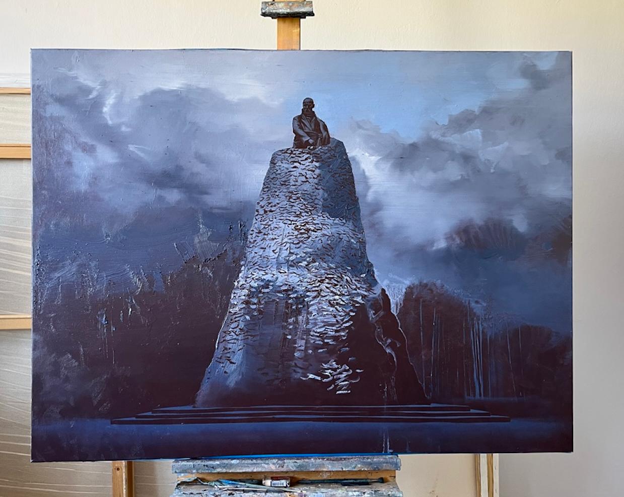 Le monument à Taras Shevchenko à Kharkiv, Ukraine -  Peinture à l'huile expressionniste - Painting de Wiktor Jackowski