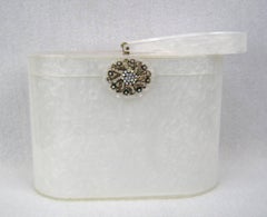 White Lucite Handbag -Book piece Top handle Wilardy Dooner 1960s