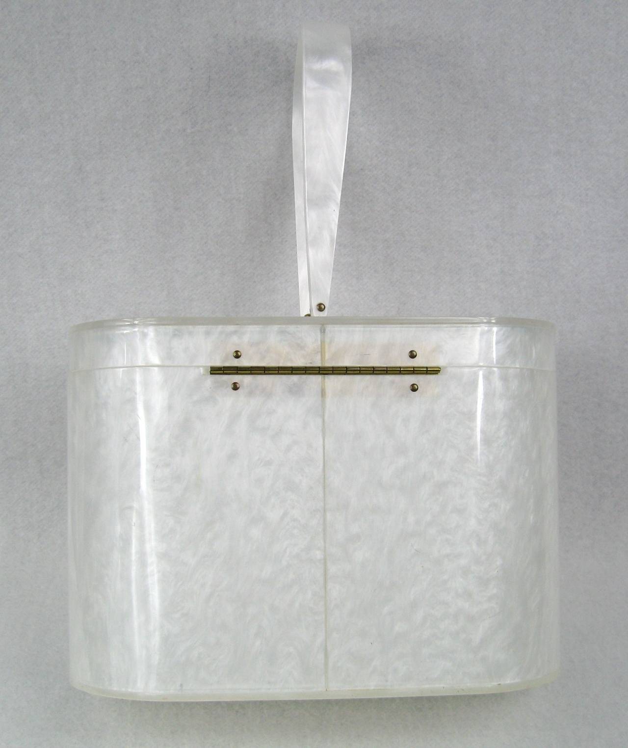 Gray Wilardy Dooner White Marble Lucite bag -Book piece For Sale