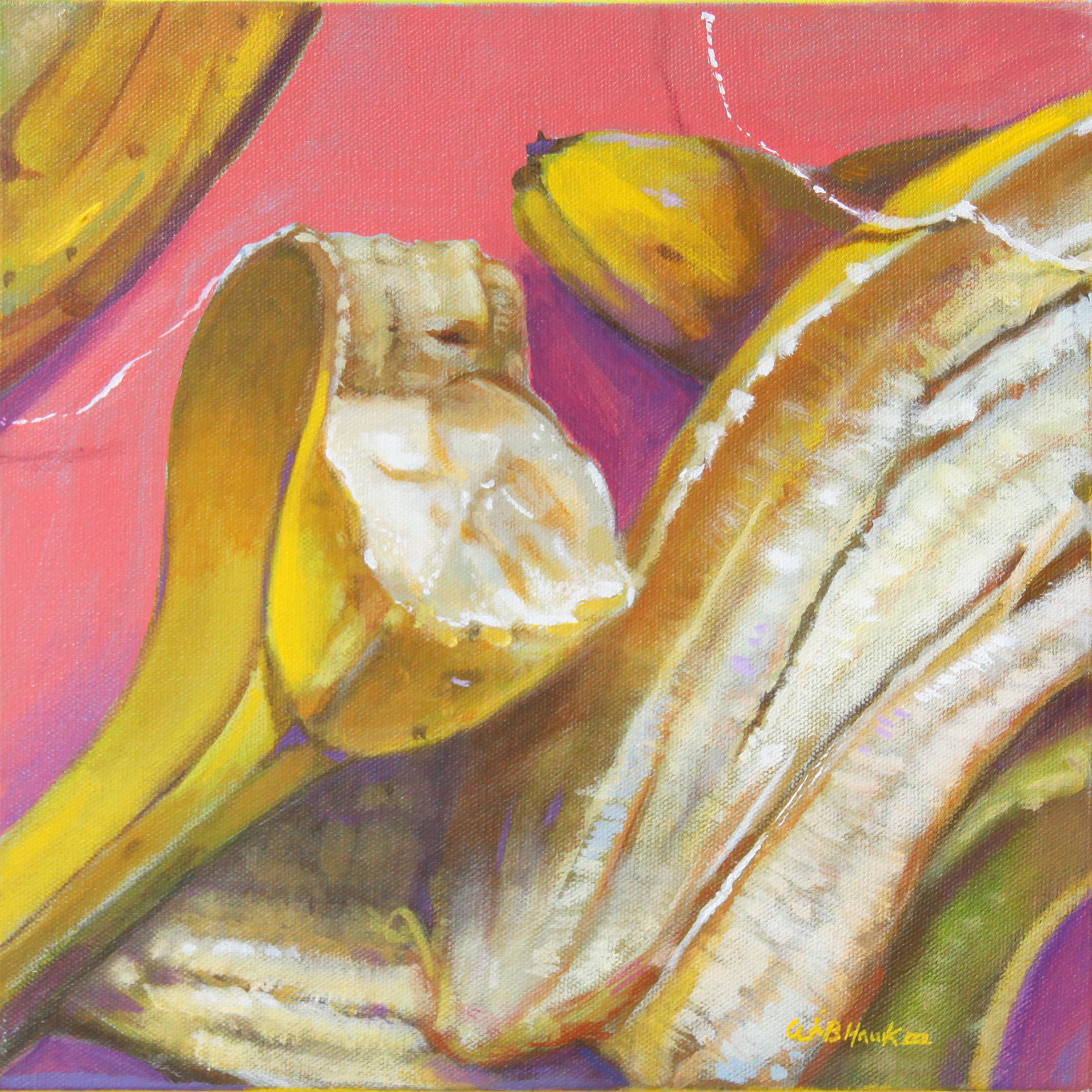Wilbur Hawk Still-Life Painting - Realistic Still Life Painting, "Banana Peels- Apeeling Minis"