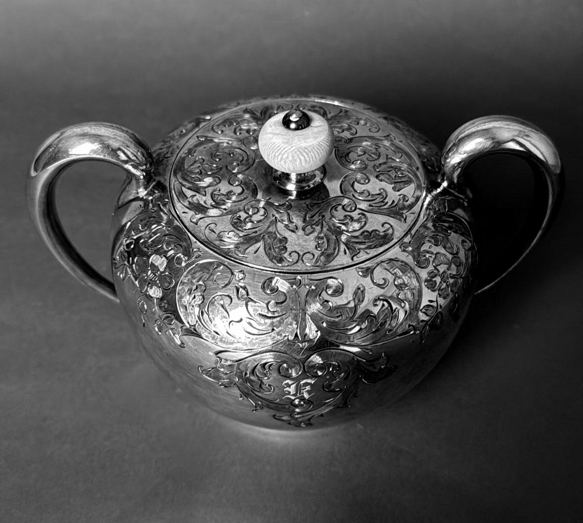 Wilcox Co. American Tea Service In Britannia Metal 3 Pieces 7