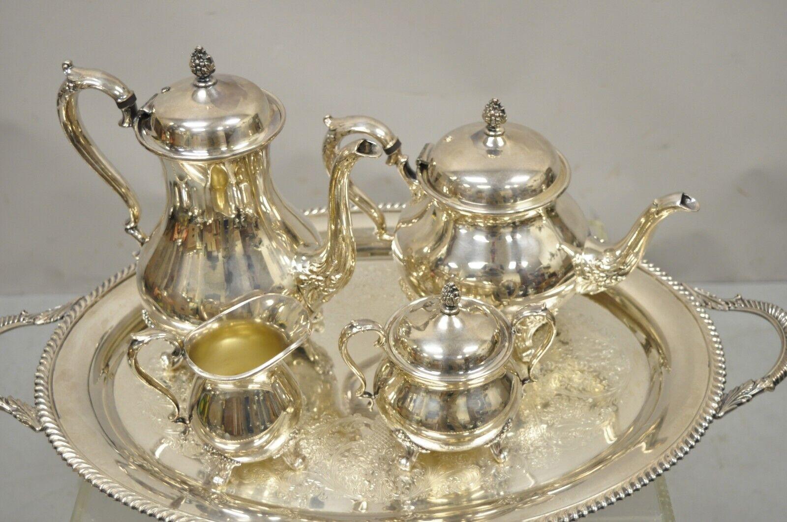 Wilcox International Silver Co Tea Set Serving Tray and More, 5 pc Set For Sale 3