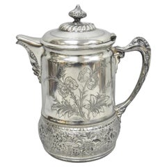 Wilcox Silver Plate Co Art Nouveau Silver Plated Duck Handle Coffee Pot Pitcher