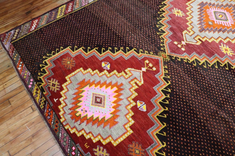 Wild 20th Century Colorful Turkish Kars Anatolian Corridor Rug For Sale ...