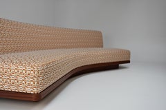 Wild Back Curve Sofa with Geometric Pattern Fabric and Back Cabinet in Wood