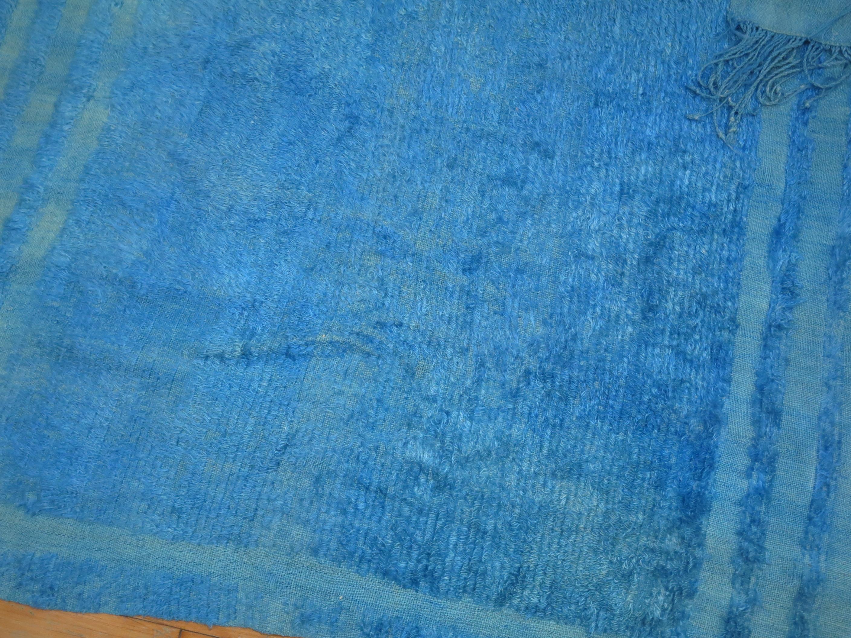 Wildblauer Vintage-Teppich aus türkischem Mohair (20. Jahrhundert) im Angebot