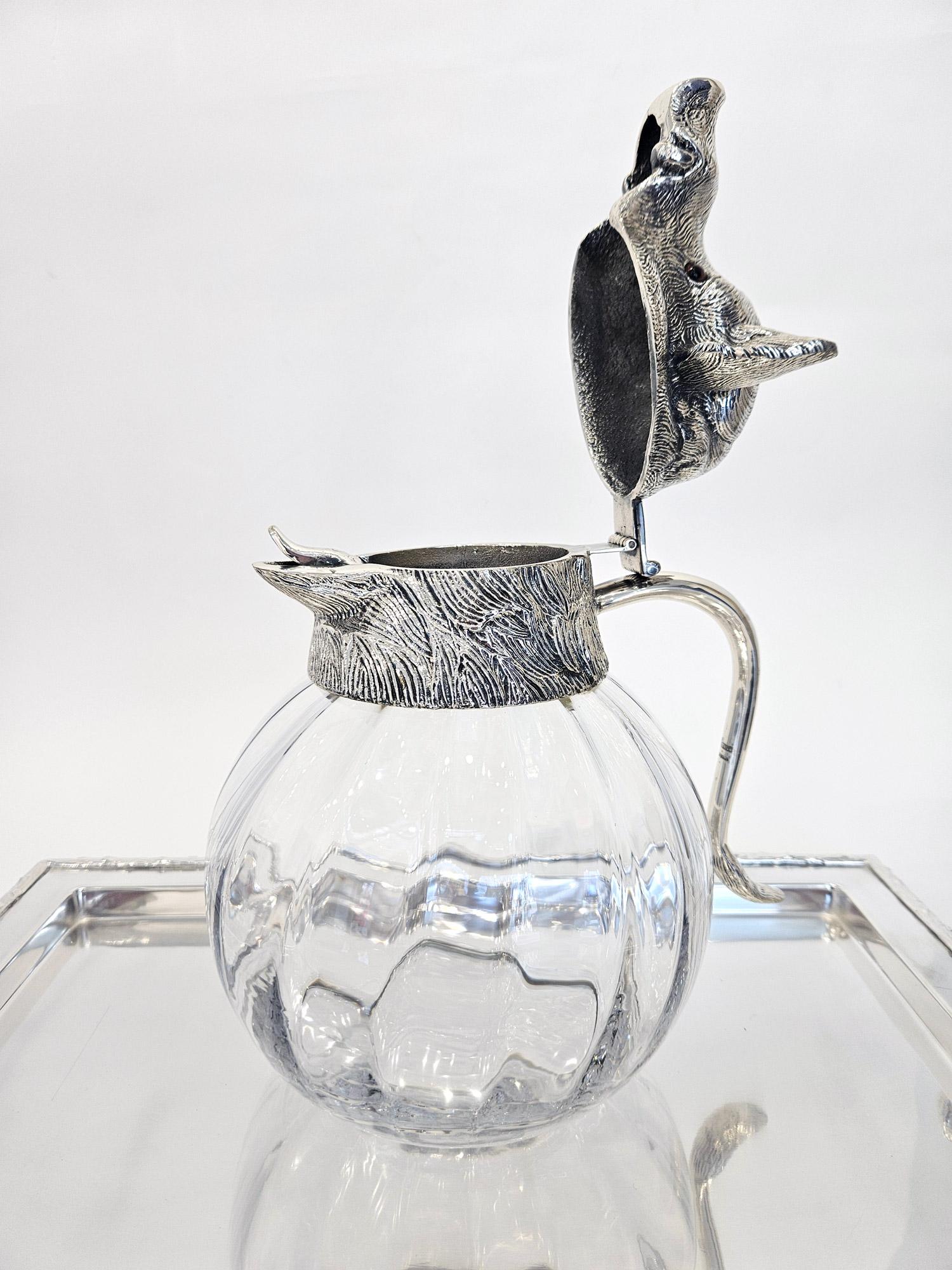 Wild Boar Drinks Set with Boar’s Head Decanter, Stirrup Cups and Tray, c. 1960 For Sale 1