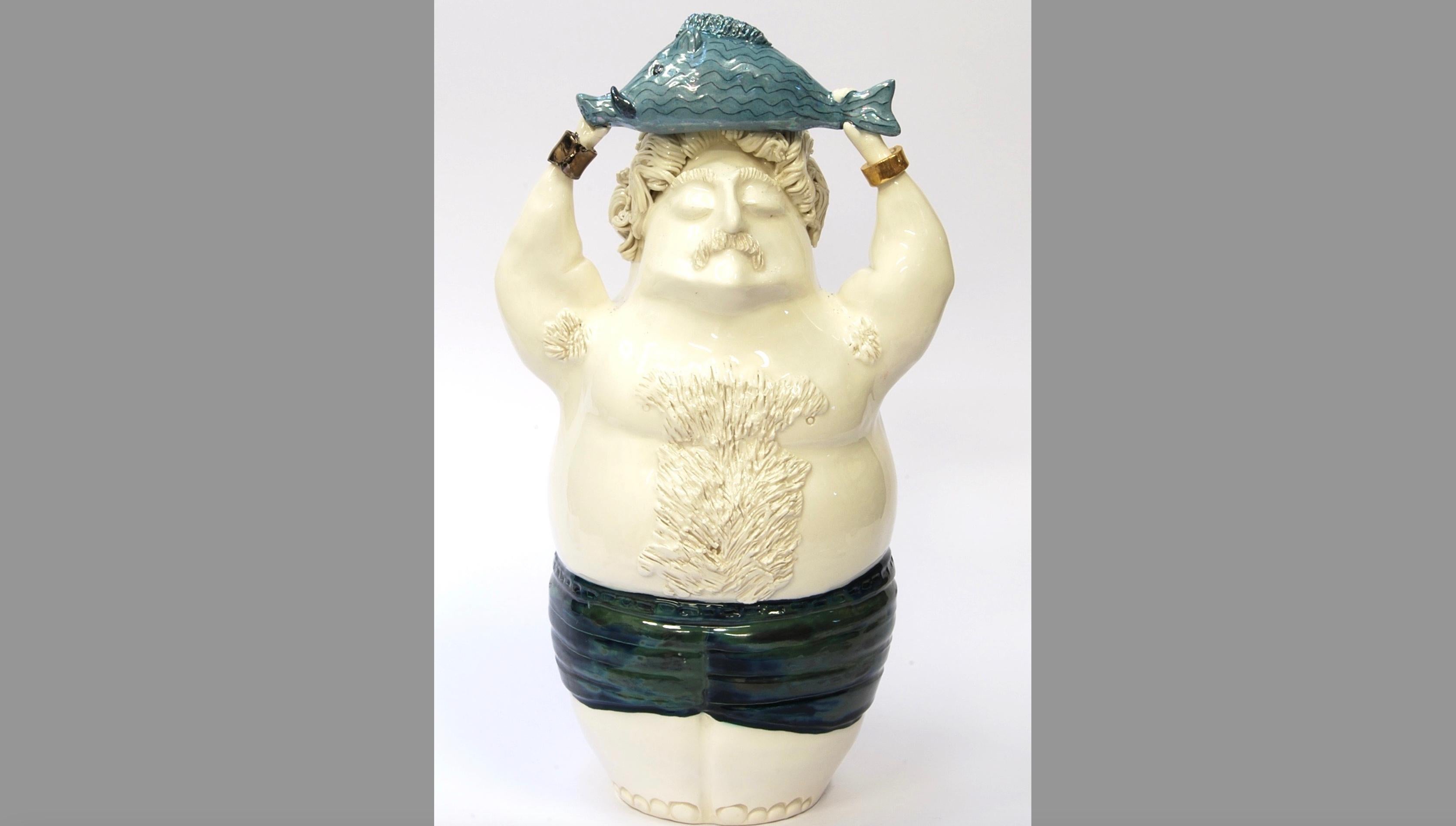Centro de Mesa Decorativo Pez Jabalí, Hecho a Mano Italia, 2020, Hecho a Mano Italiano en venta