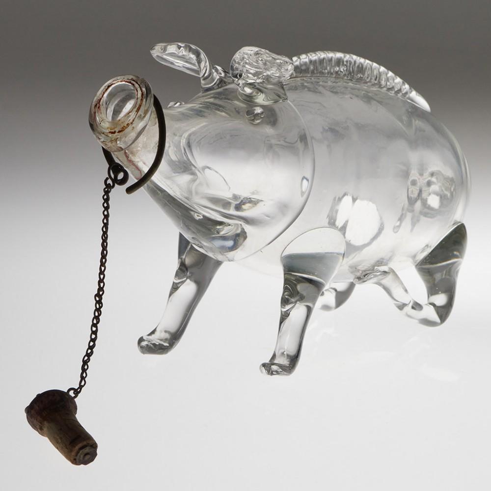 Blown Glass Wild Boar Gin Pig c1910