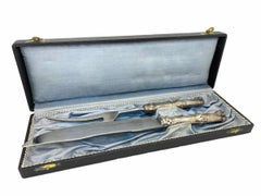 Wild Boar Handle Art Nouveau Style Servers Serving Set Meat Fork and Knife