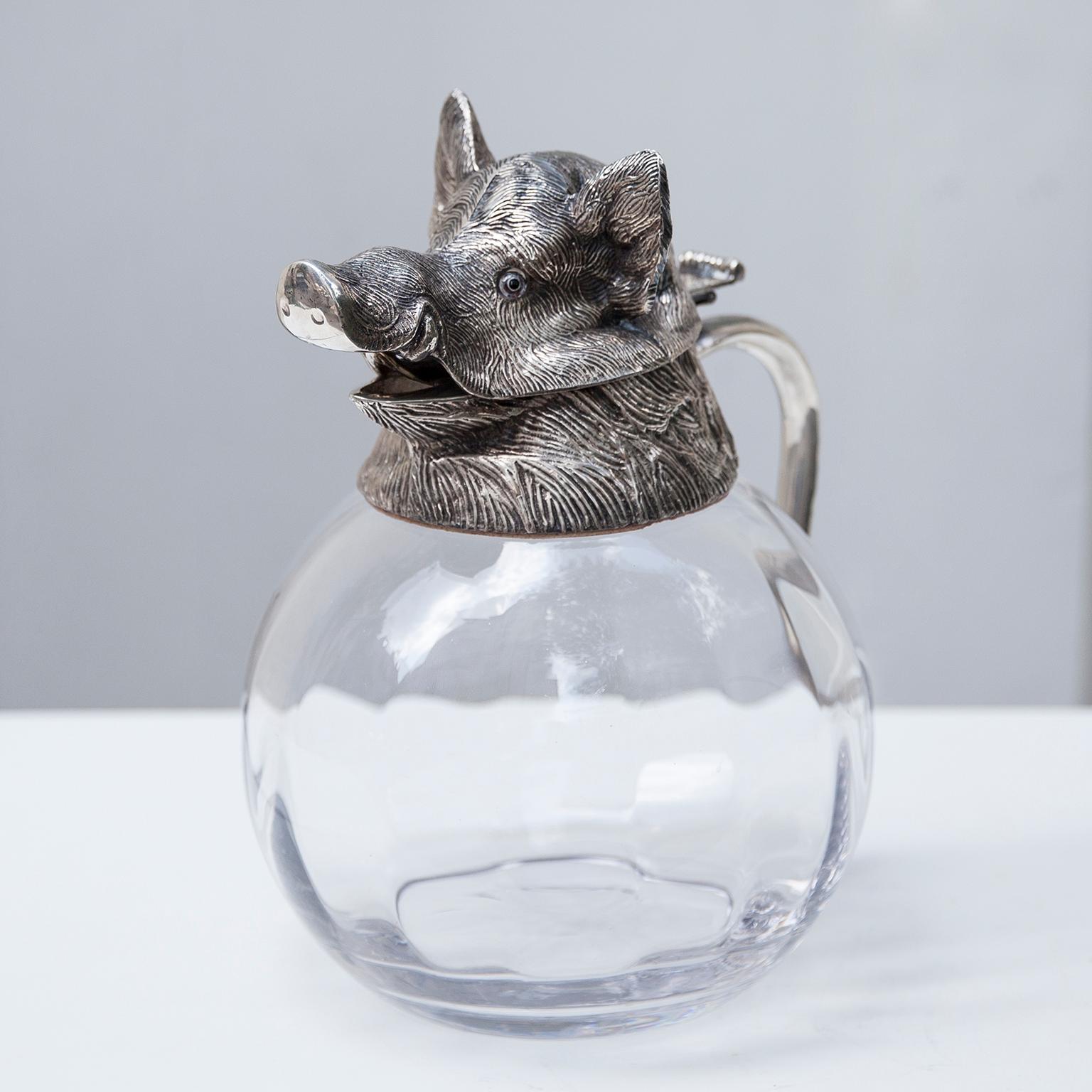 Wild Boar Silver Plated Carafe Valenti, Spain, 1970s In Excellent Condition In Munich, DE