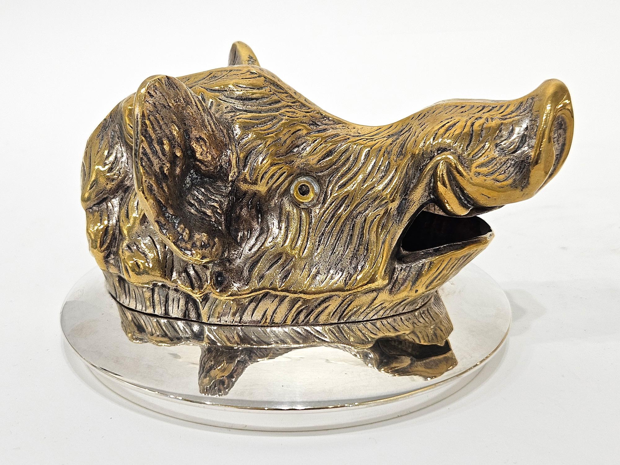 Secchiello da ghiaccio in argento con testa di cinghiale di Valenti, 1960 ca. in vendita 3