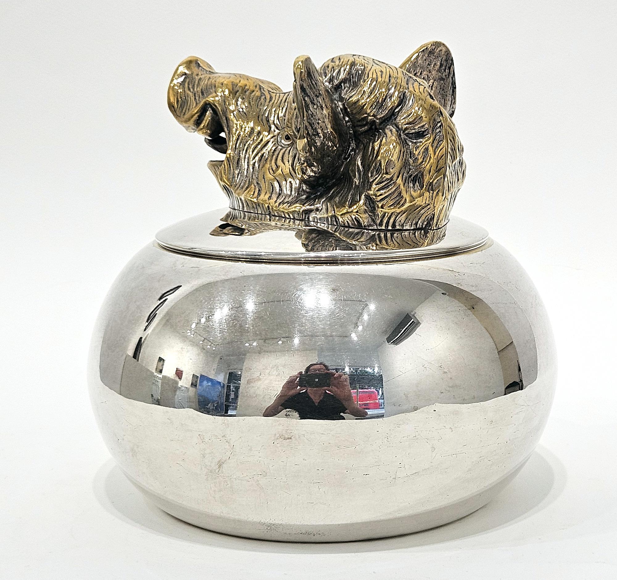 Secchiello da ghiaccio in argento con testa di cinghiale di Valenti, 1960 ca. In condizioni buone in vendita a London, GB