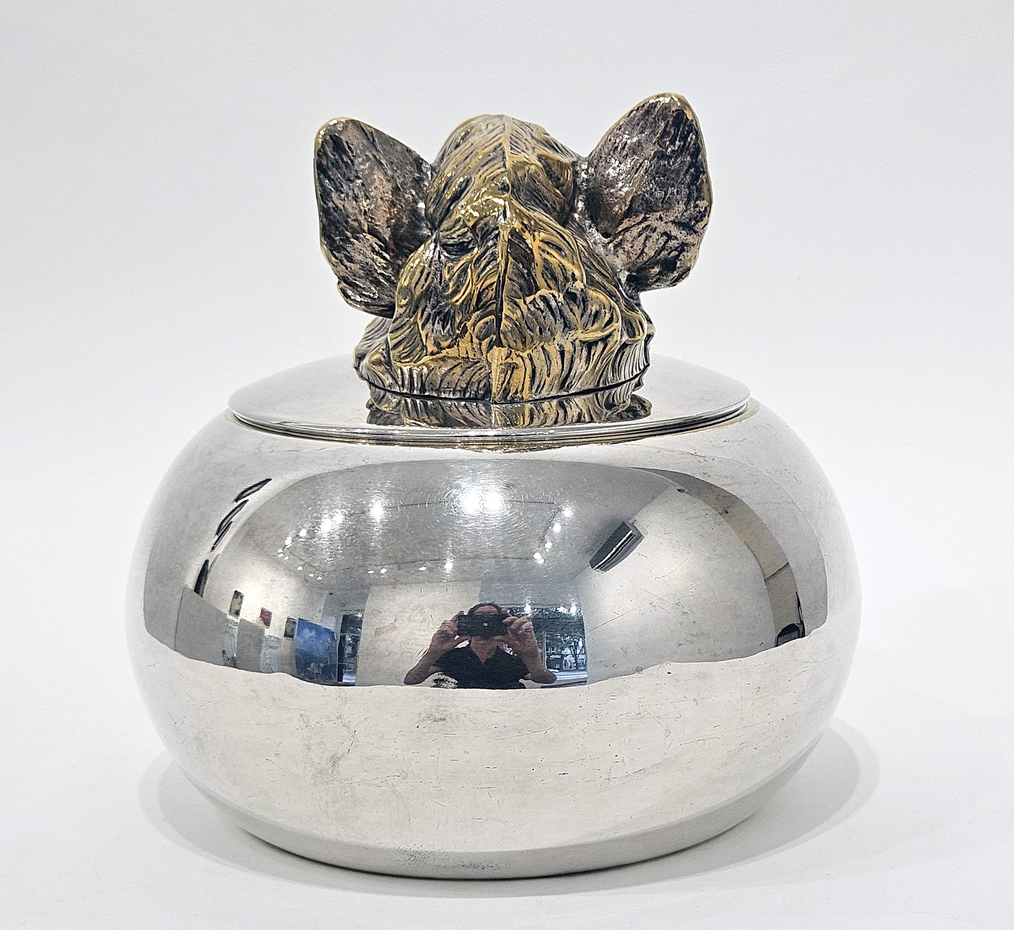 Metà XX secolo Secchiello da ghiaccio in argento con testa di cinghiale di Valenti, 1960 ca. in vendita