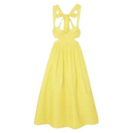 Wild Botanica Midikleid aus Leinen und Seidenmischung mit Krawattenausschnitt und Organzadetails im Angebot