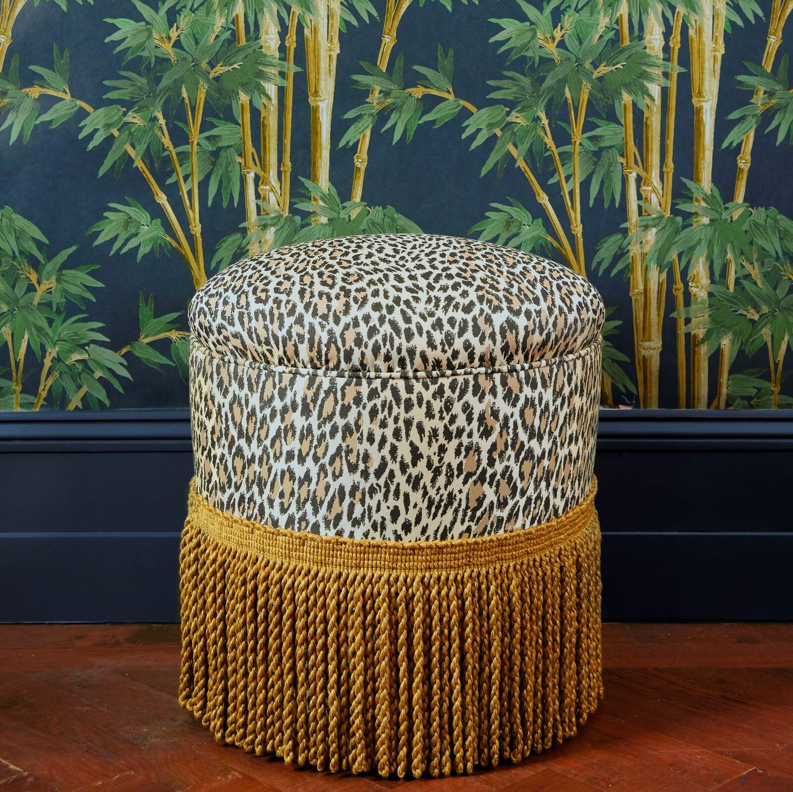 An ottoman to sit your bottom on? House of Hackney's new 'Bottomans' work just as well as elegant footstools as they do occasional seating. This version is upholstered in WILD CARD jacquard, a modern take on the timeless leopard spot. Positioned as