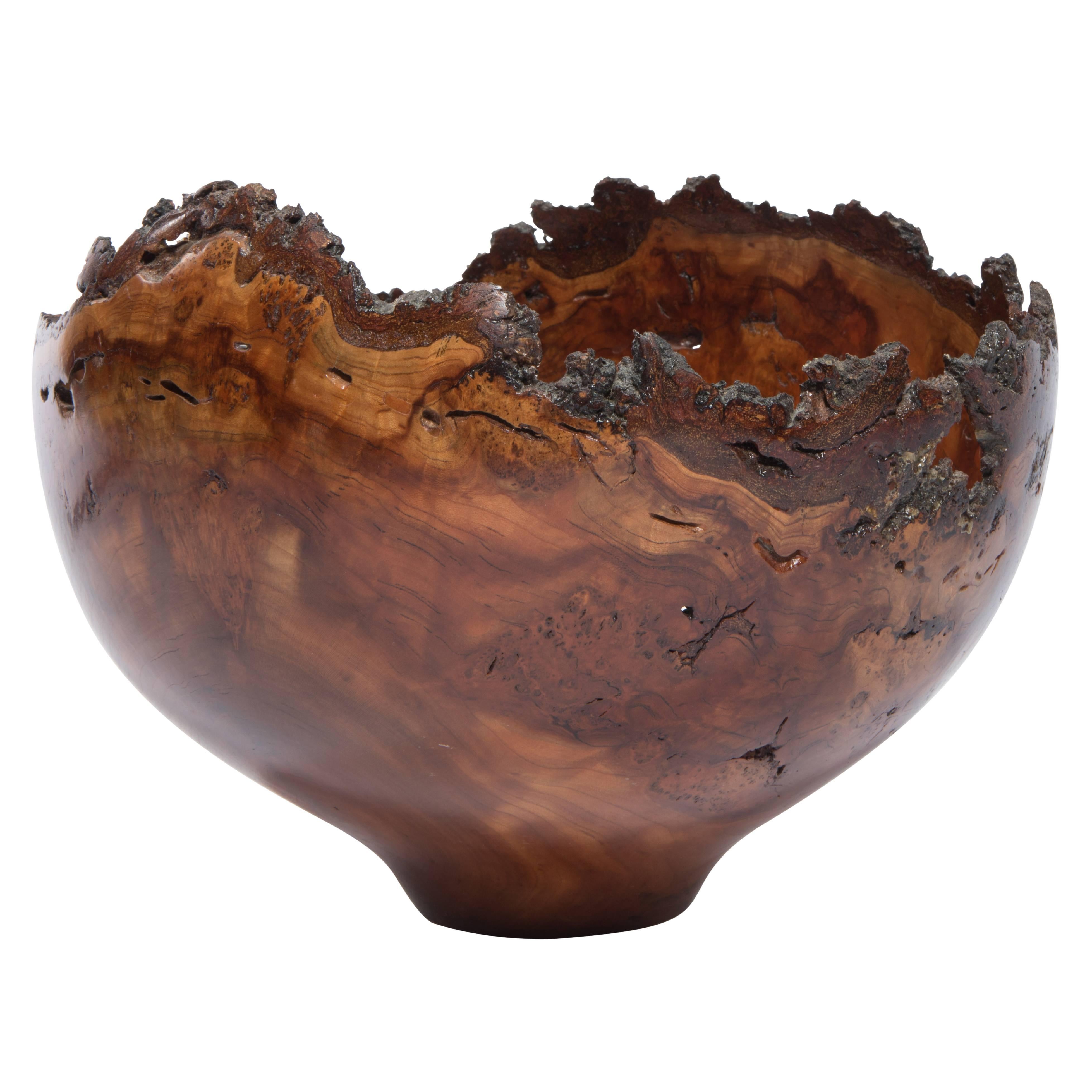 Late 20th Century Wild Cherry Burl Bowl by Charles Hutson, circa 1980s