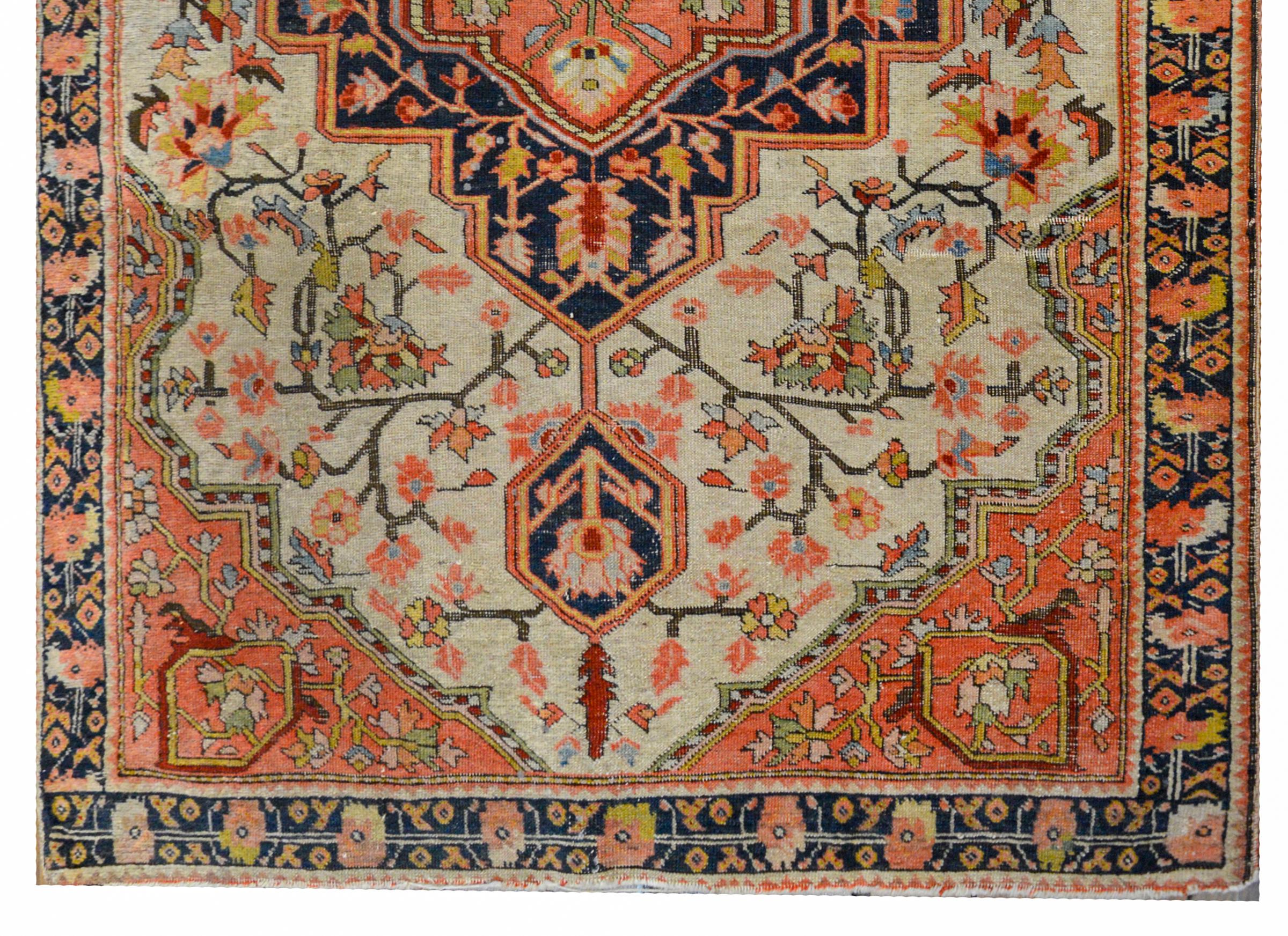 Wool Wild Early 20th Century Sarouk Farahan Rug For Sale