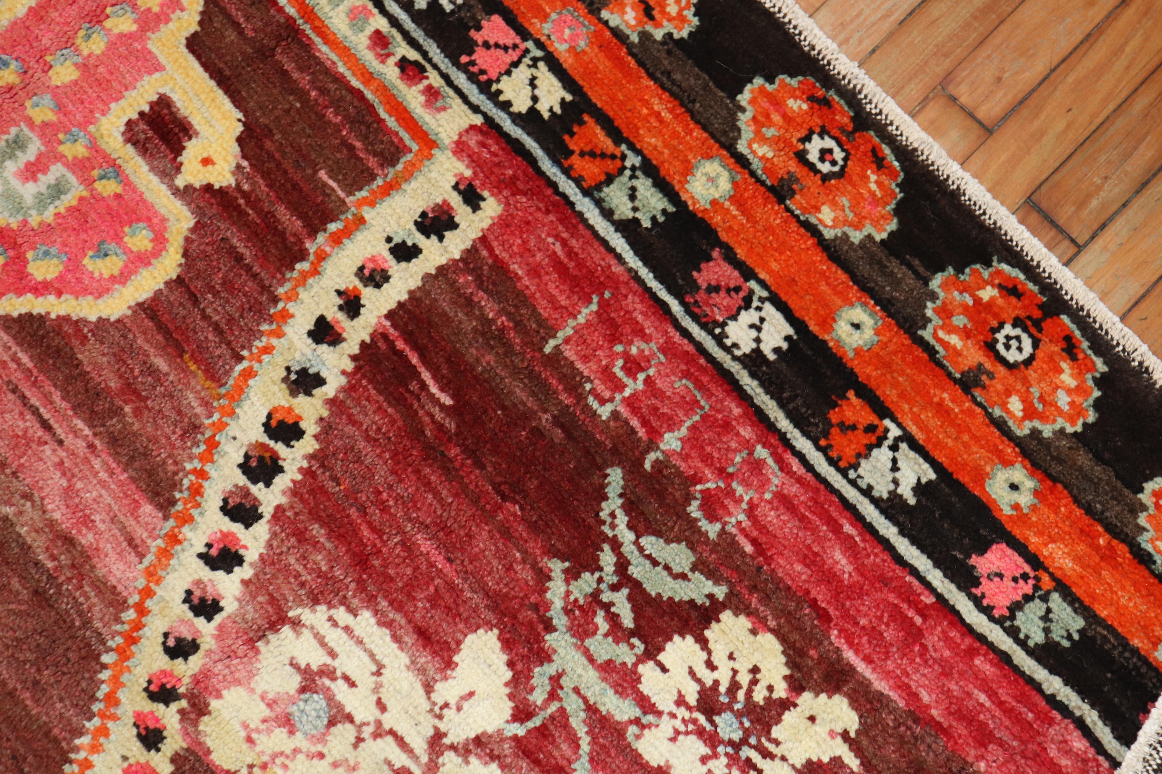 Wild Floral Traditional Turkish Rug Dated 1978 For Sale 4