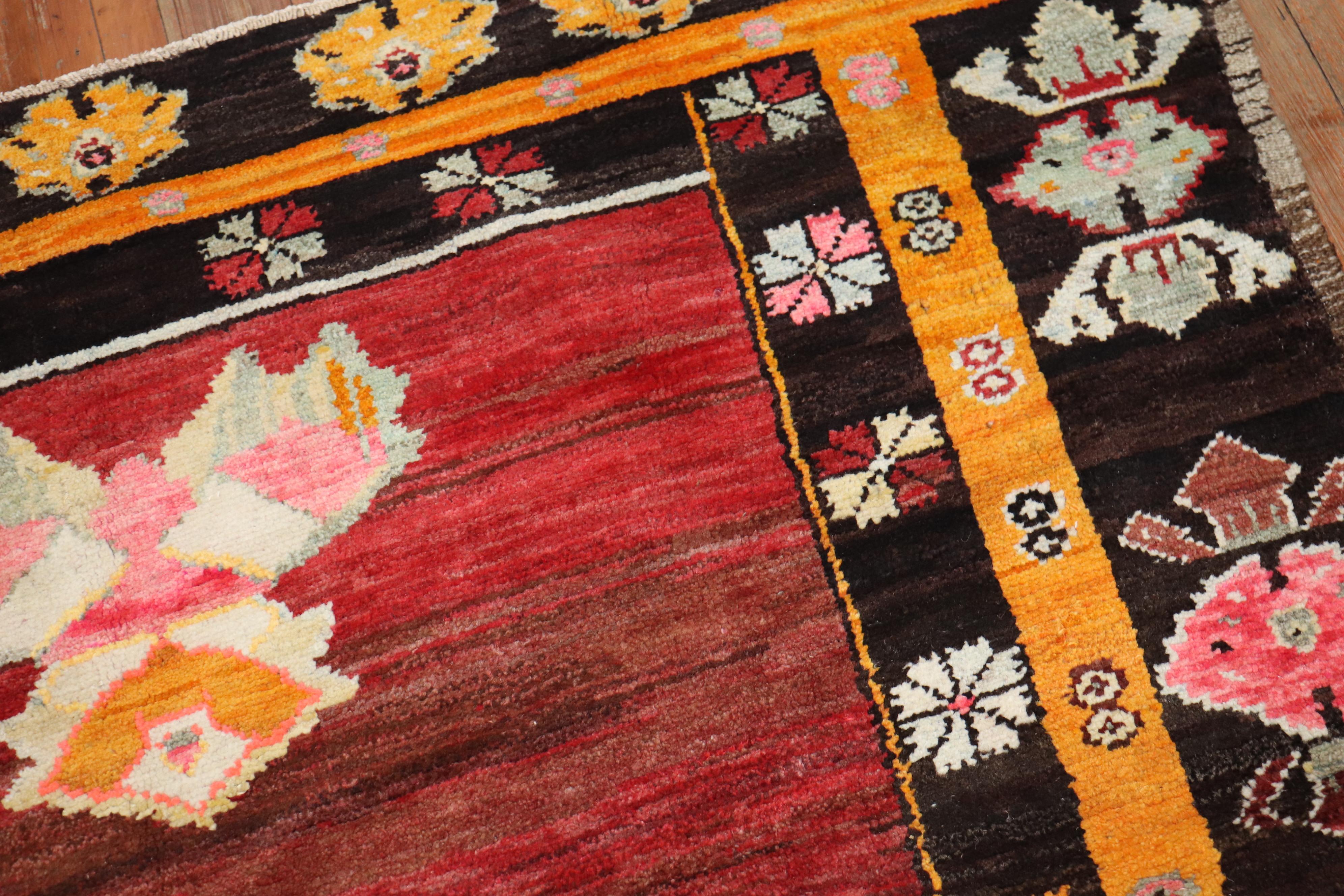 Wild Floral Traditional Turkish Rug Dated 1978 For Sale 6