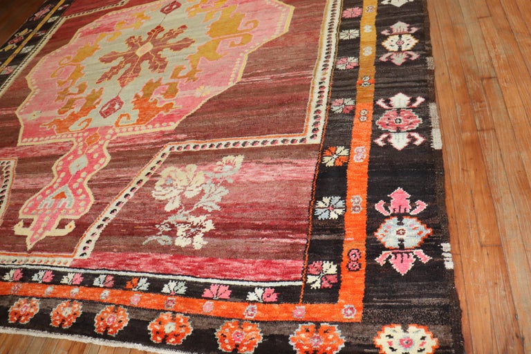 Wild Floral Traditional Turkish Rug Dated 1978 For Sale at 1stDibs