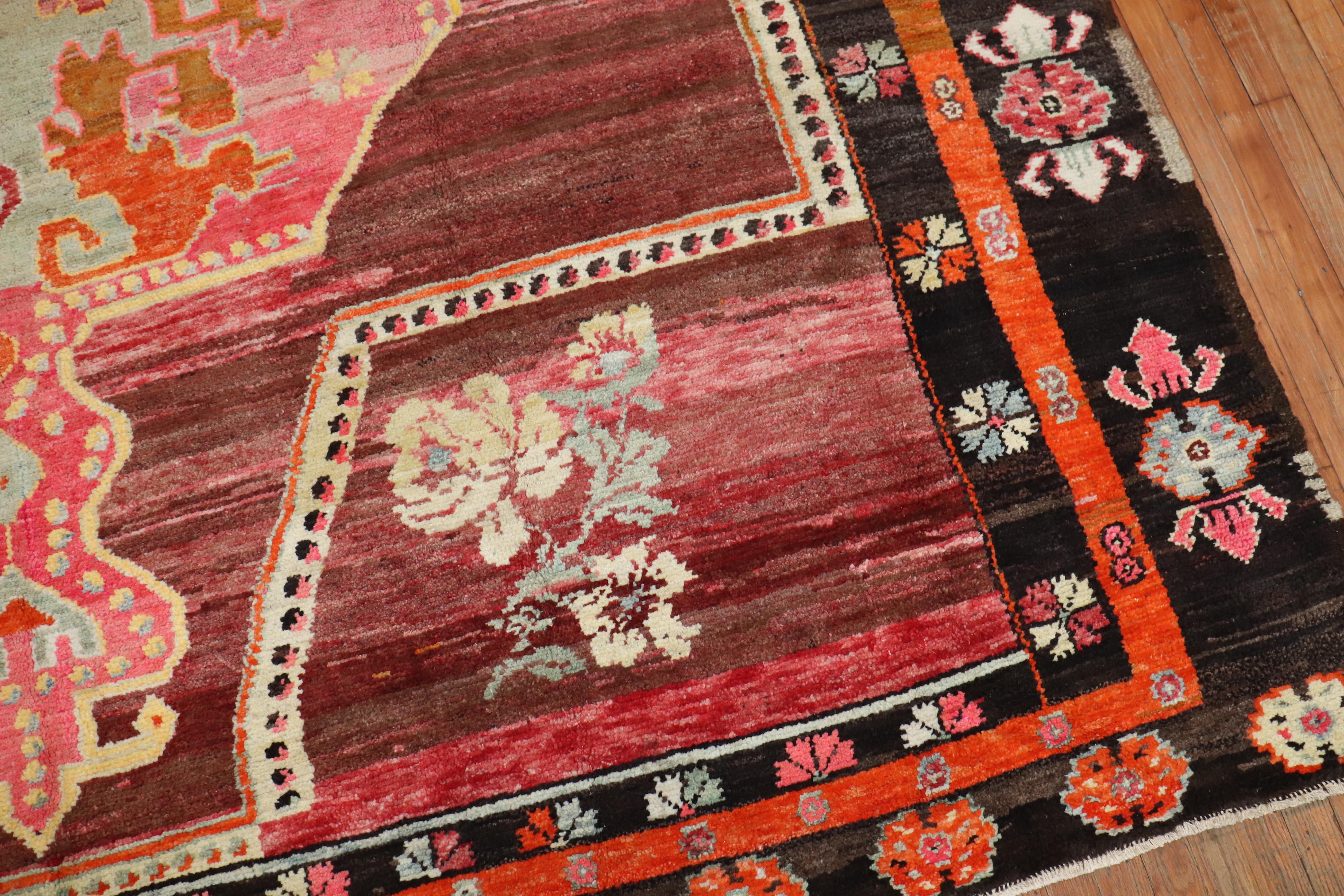 Hand-Knotted Wild Floral Traditional Turkish Rug Dated 1978 For Sale
