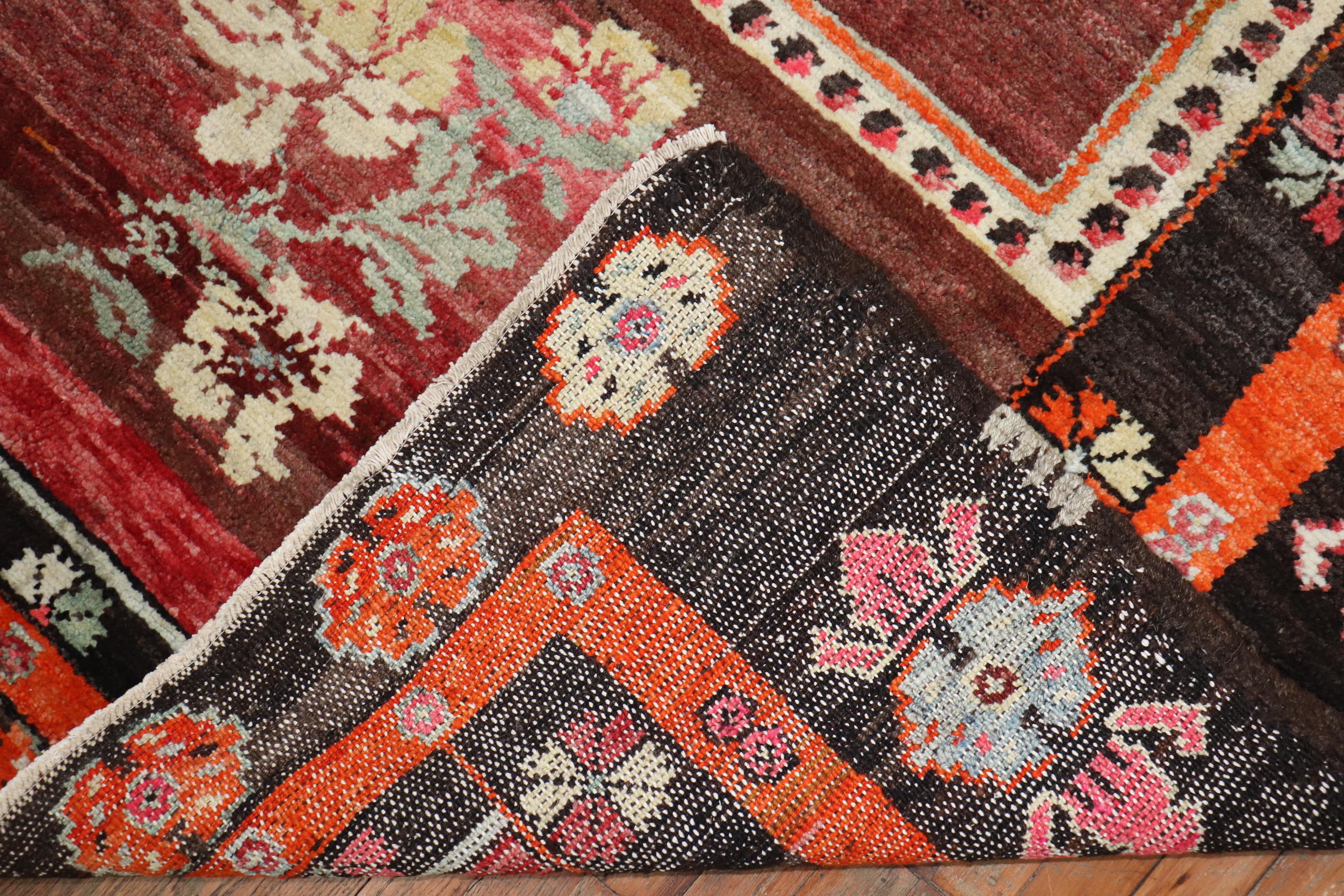 Wild Floral Traditional Turkish Rug Dated 1978 In Excellent Condition For Sale In New York, NY