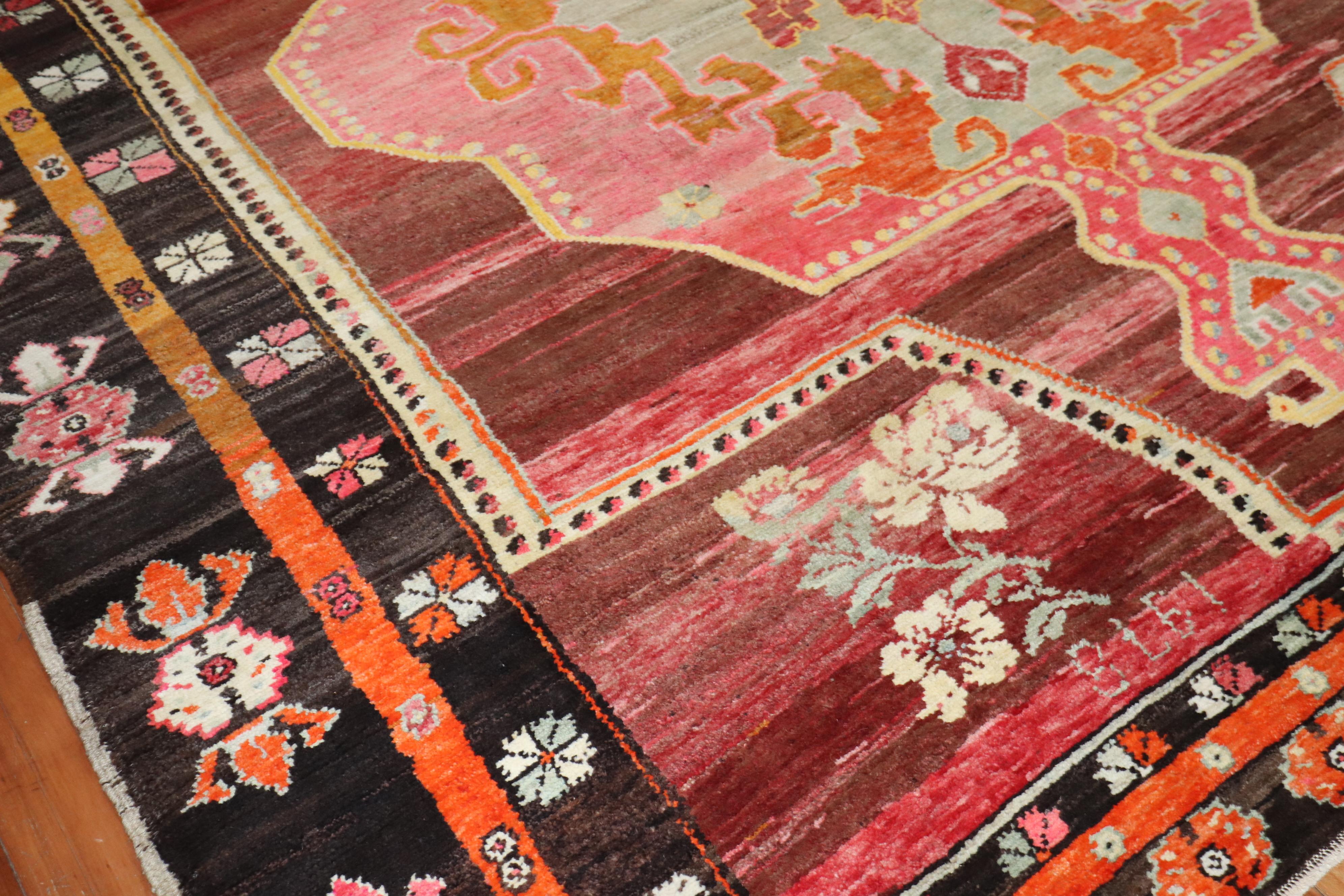 Wool Wild Floral Traditional Turkish Rug Dated 1978 For Sale