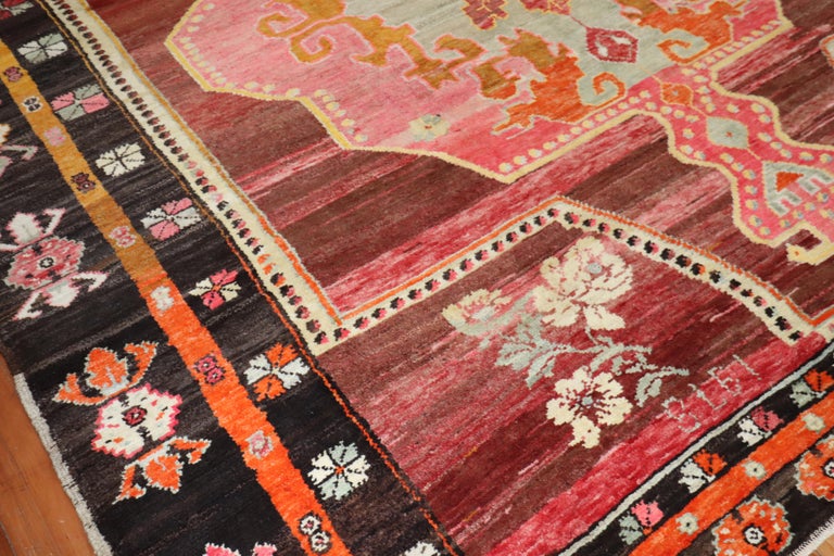 Wild Floral Traditional Turkish Rug Dated 1978 For Sale at 1stDibs