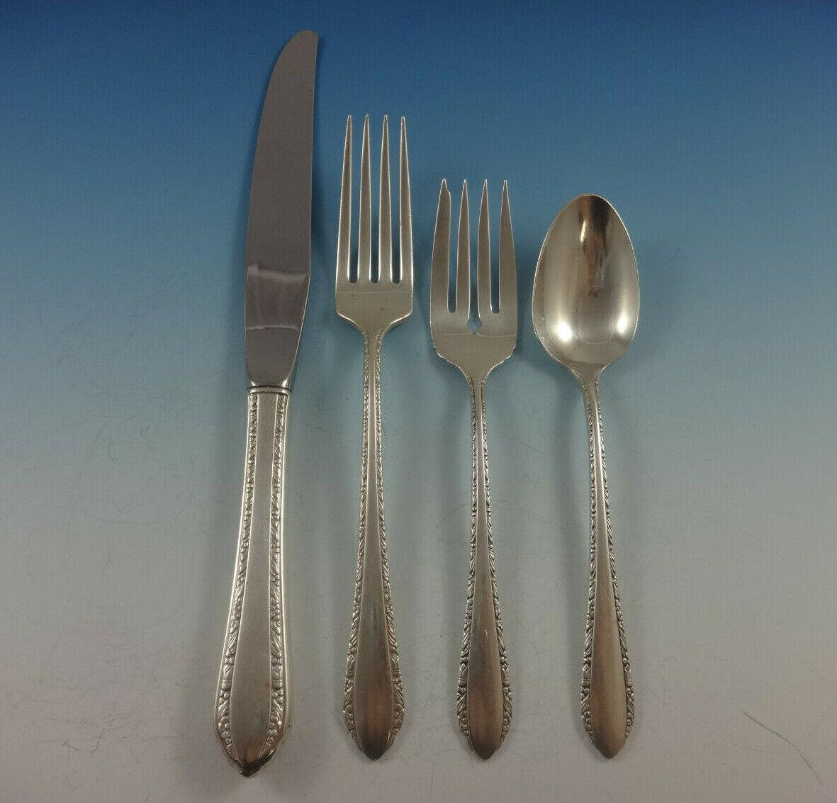 Wild Flower by Royal Crest Silver Set di posate in argento 925 Servizio 12 74 pezzi In condizioni ottime in vendita a Big Bend, WI