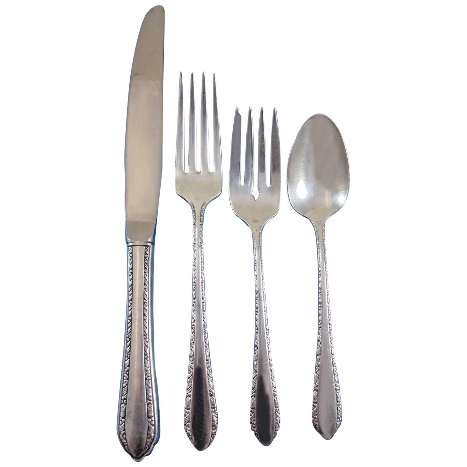 Wild Flower by Royal Crest Sterling Silver Flatware Set for 8 Service 32 Pieces For Sale