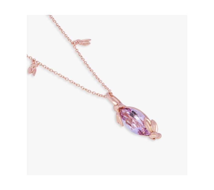 Wild Flower Necklace in Amethyst and 14K Rose Gold Plated Sterling Silver In New Condition For Sale In Fulham business exchange, London