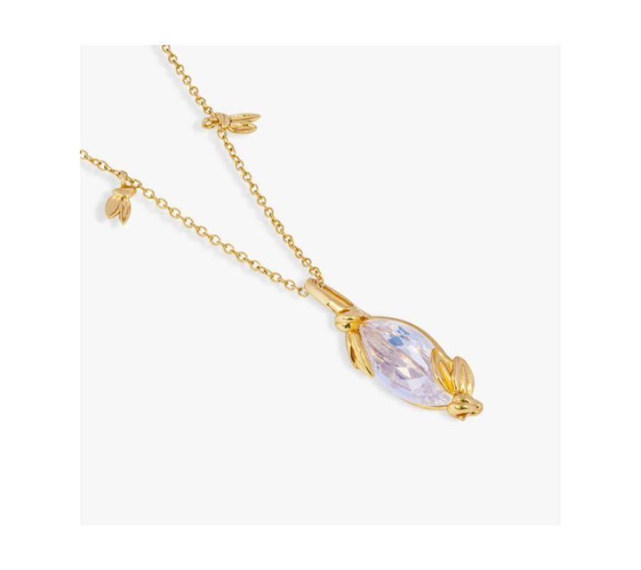 Women's Wild Flower Necklace in Blue Moon Quartz and 14K Gold Plated Sterling Silver For Sale