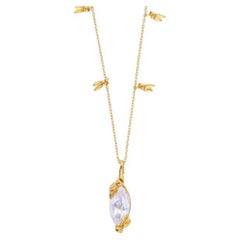 Wild Flower Necklace in Blue Moon Quartz and 14K Gold Plated Sterling Silver
