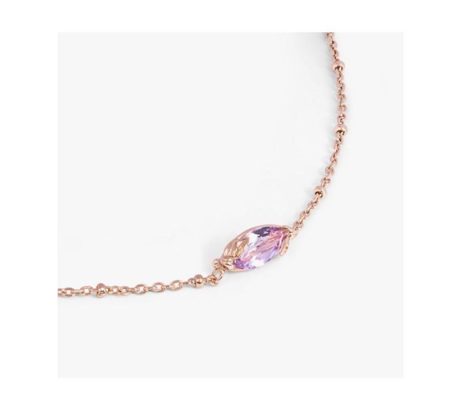 Wild Flower Short Necklace in Amethyst and 14K Rose Gold Plated Sterling Silver In New Condition For Sale In Fulham business exchange, London