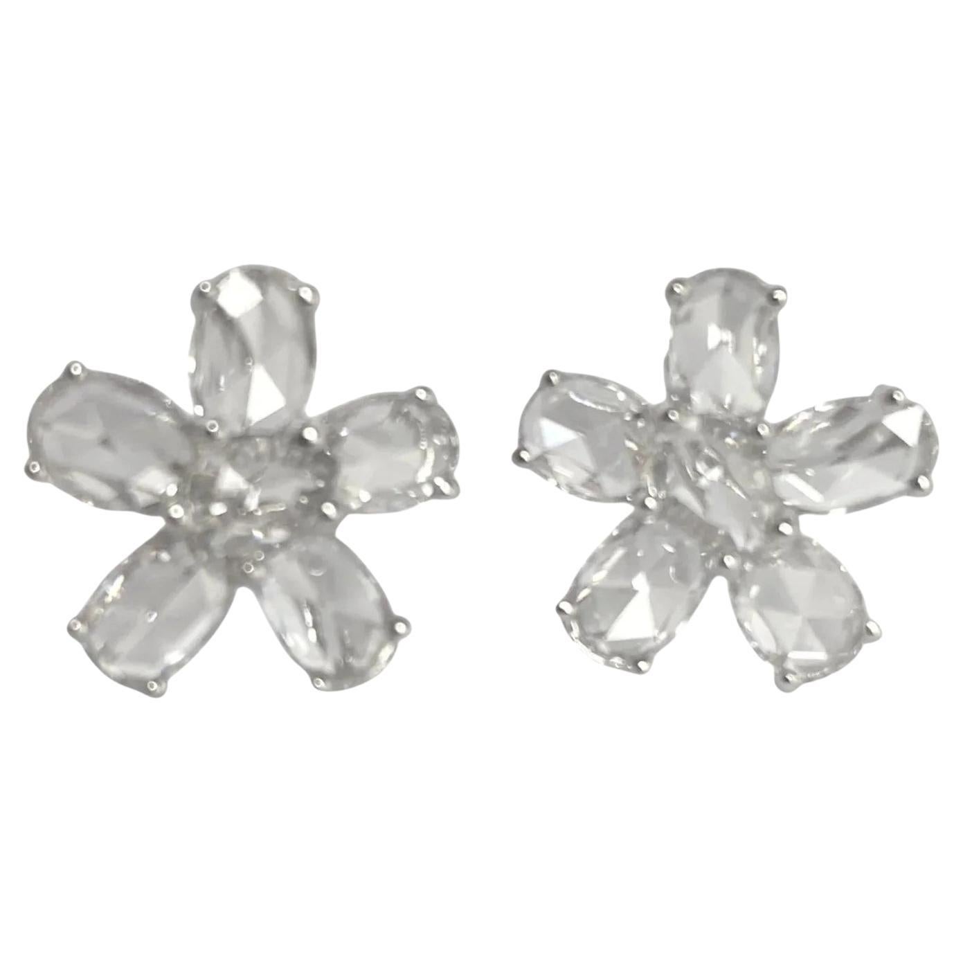 Fleur sauvage avec 3 ctw de diamants taille rose sertis en platine - New - ONE OF A KIND