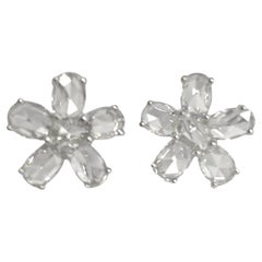 Wild flower with 3 ctw Rose Cut diamonds set in Platinum - New - ONE OF A KIND