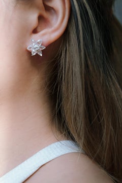 Wild Flower with Six Petals Rose Cut Diamonds set in Platinum