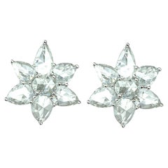 Wild Flower with Six Petals Rose Cut Diamonds set in Platinum