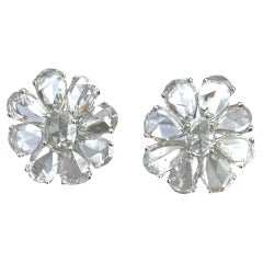 Wild Flowers Large 4 Ctw Rose Cut Diamonds Set in Platinum