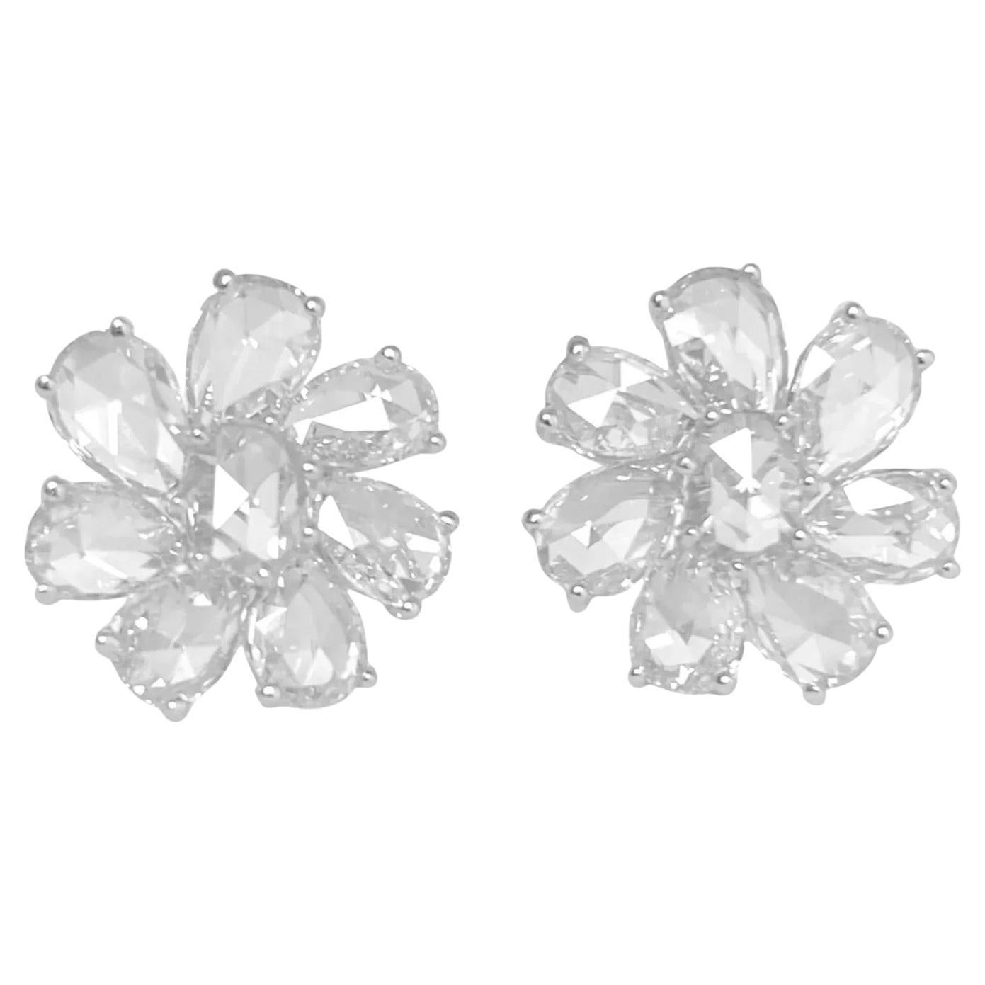 Wild Flowers Large 4 Ctw Rose Cut Diamonds Set in Platinum - New - ONE OF A KIND en vente